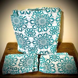 IKEA ANGSSALVIA, FULL size Duvet w/ 2 Pillowcases Bed Set White Turquoise